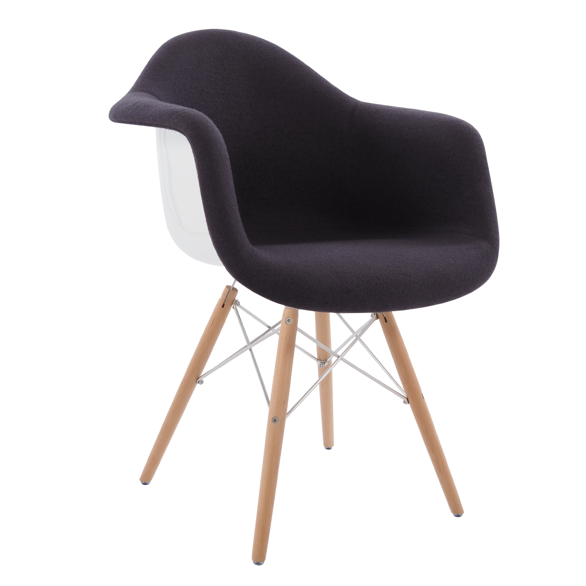 Donkergrijze replica design eetkamerstoel met houten onderstel