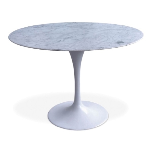 Esstisch Tulip Table 100cm Top Marmor weiß Basis weiß